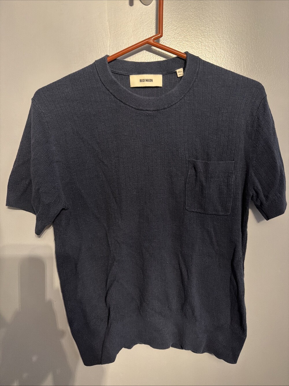 Buck Mason Men’s Small Navy Avalon Knit One Pocket Tee